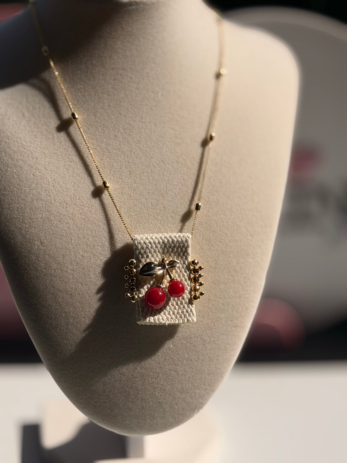Cherry square Necklace
